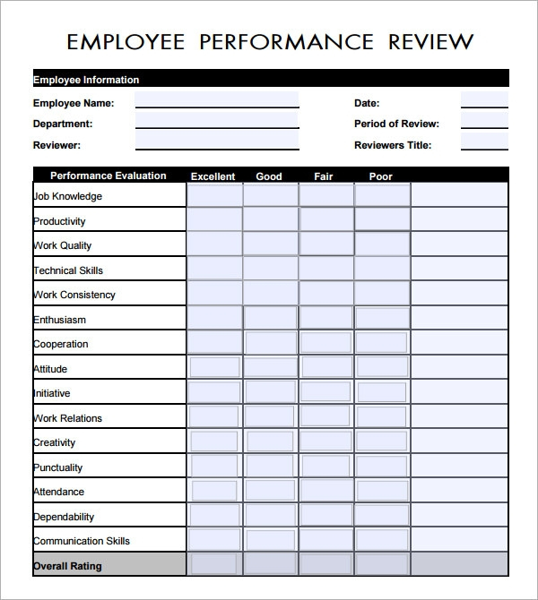 FREE 41 Sample Employee Evaluation Forms In PDF