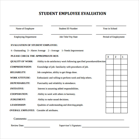 FREE 41 Sample Employee Evaluation Forms In PDF