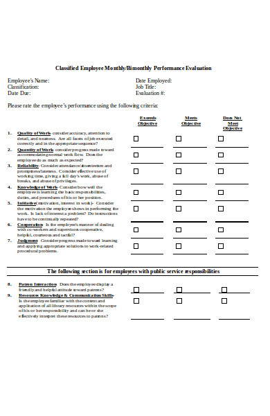 FREE 42 Best Employee Evaluation Forms In PDF MS Word Excel