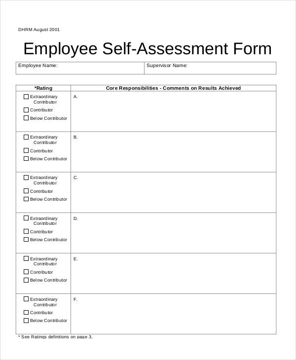 FREE 55 Sample Self Assessment Forms In PDF MS Word Excel