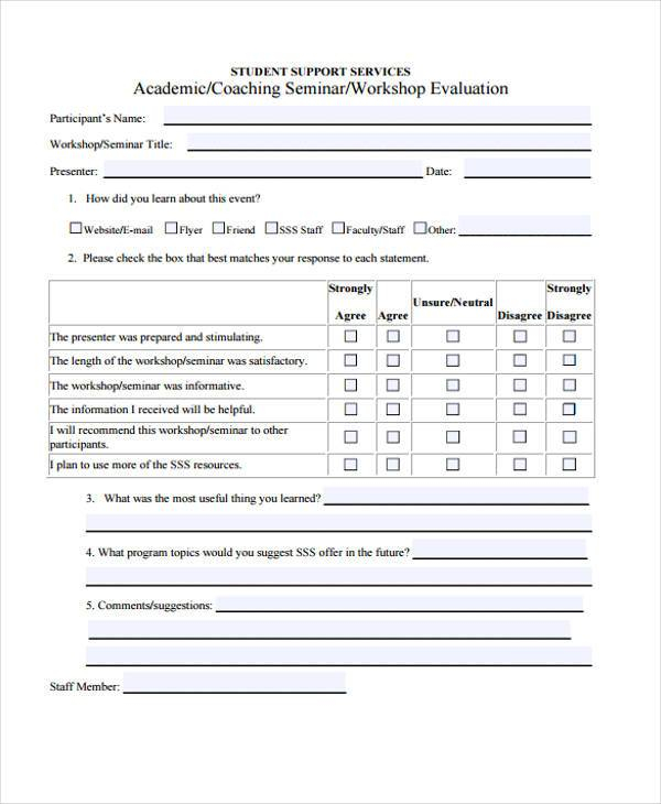 FREE 60 Sample Evaluation Forms In PDF MS Word Excel