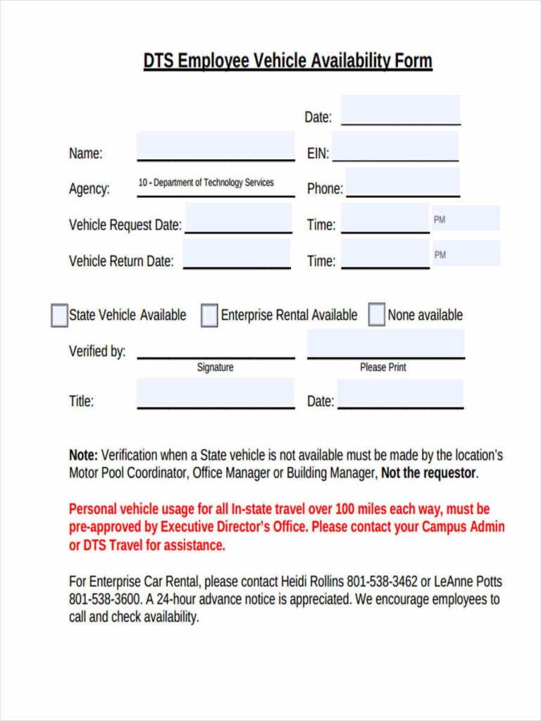 FREE 7 Employee Availability Forms In PDF MS Word