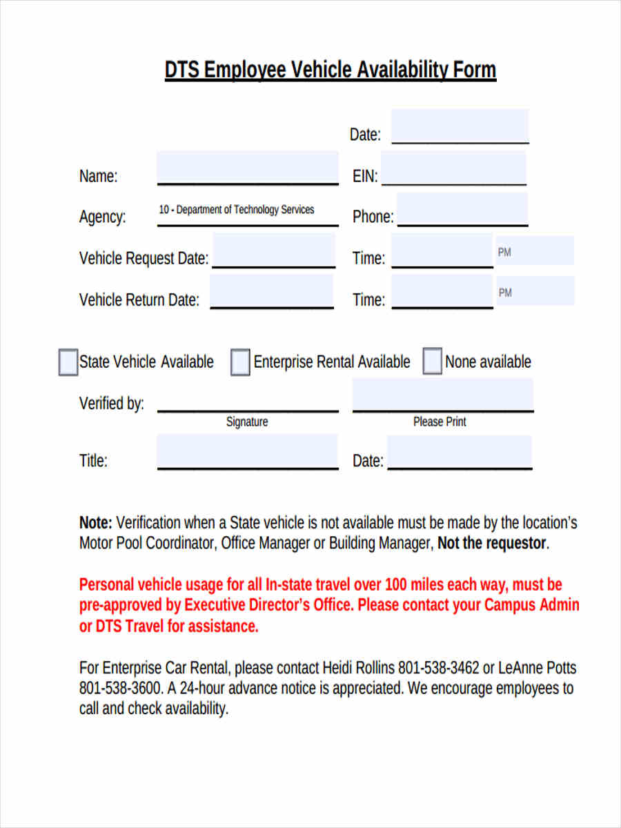 FREE 7 Employee Availability Forms In PDF MS Word