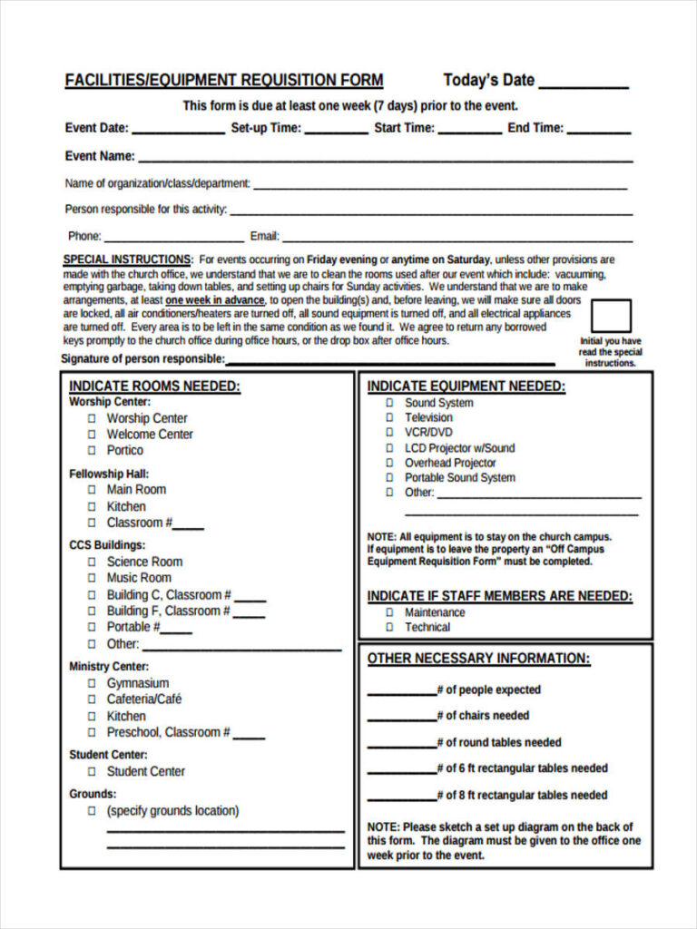 FREE 9 Equipment Requisition Forms In PDF Ms Word Excel