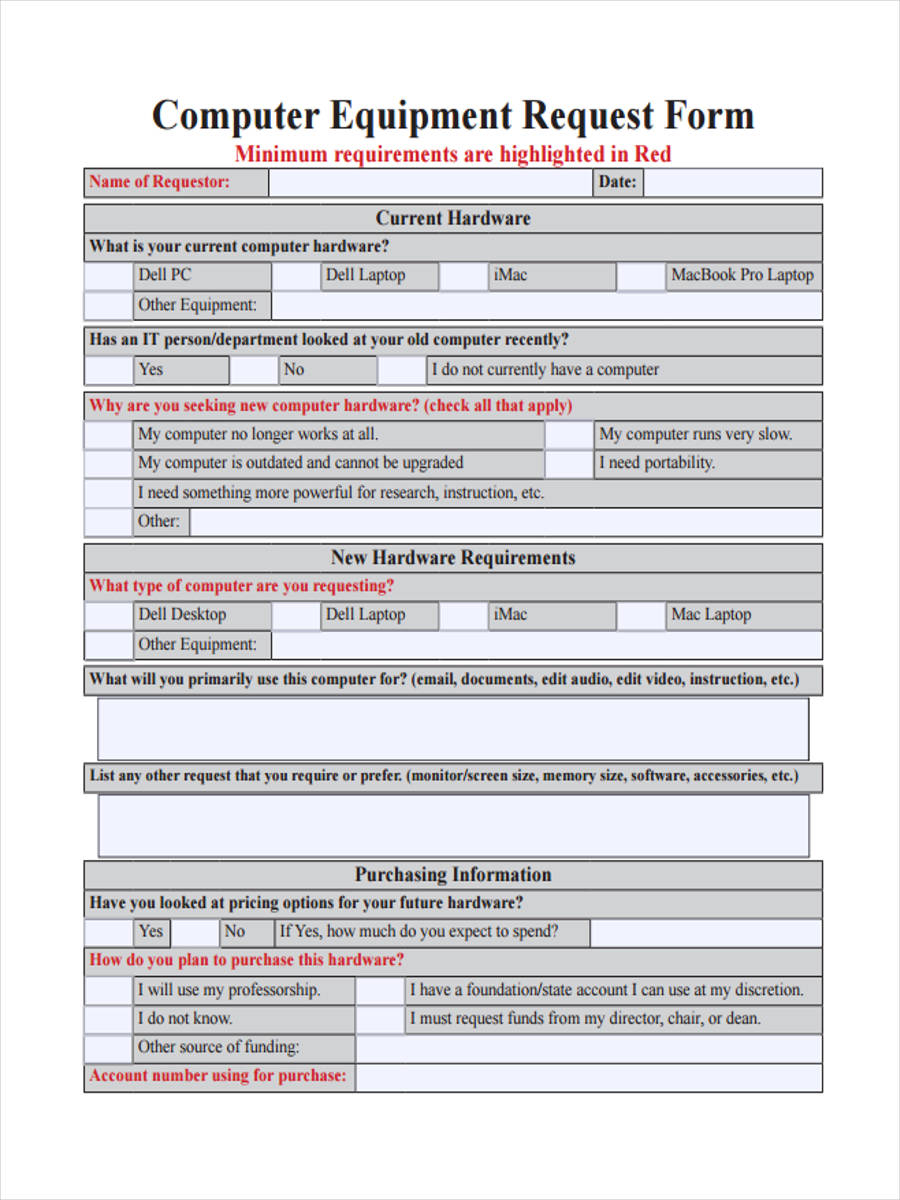 FREE 9 Equipment Requisition Forms In PDF Ms Word Excel