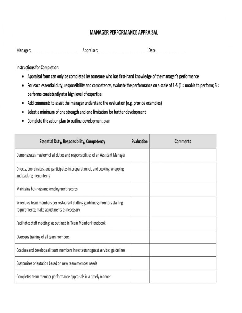 FREE 9 Restaurant Performance Forms In PDF MS Word