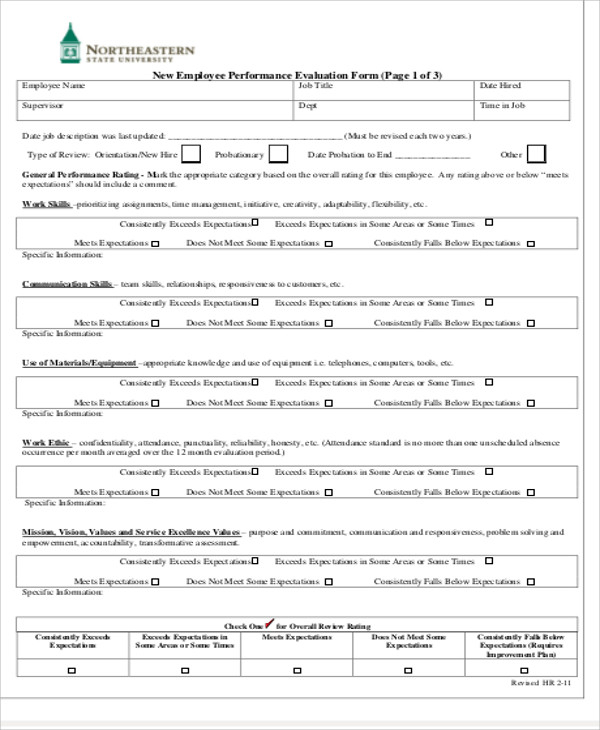 Sample Employee Performance Evaluation Form Pdf 2023 Employeeform