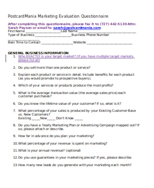 FREE 9 Sample Marketing Evaluation Forms In PDF MS Word