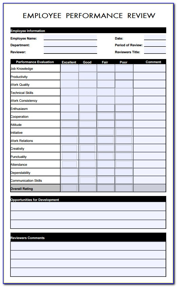 Free Blank Employee Evaluation Forms Form Resume Examples J3DW7AxDLp