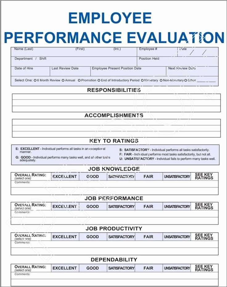 Free Employee Evaluation Forms Printable Inspirational Job Performance 