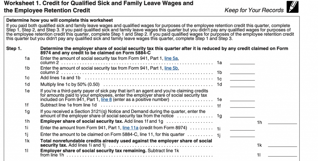 Get 941 Worksheet 1 Employee Retention Credit Pictures Worksheet For 