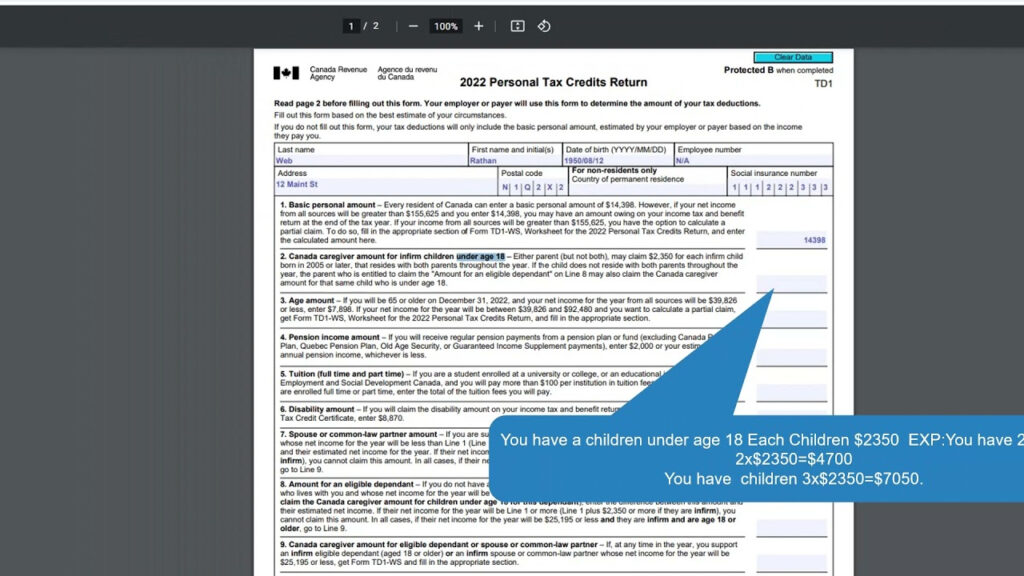 How To Fill TD1 2022 Personal Tax Credits Return Form Federal YouTube