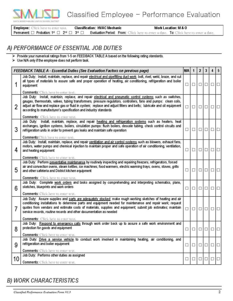 HVAC Contract Contract Template Hvac Performance Evaluation