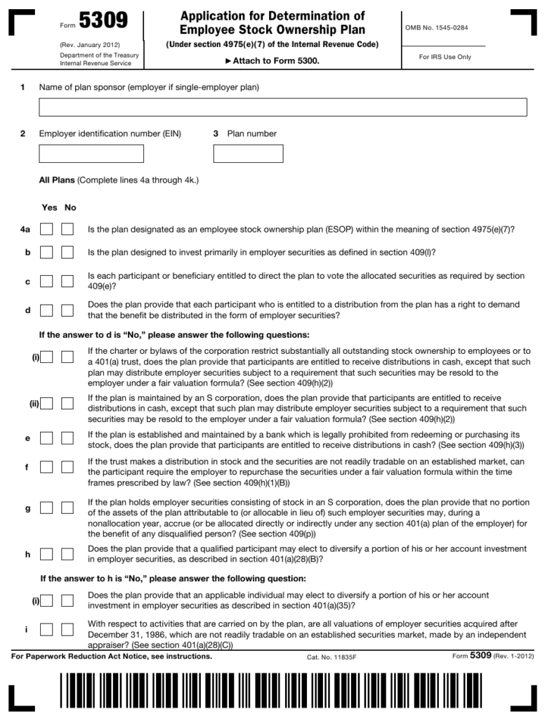 IRS Form 5309 Download Fillable PDF Or Fill Online Application For 