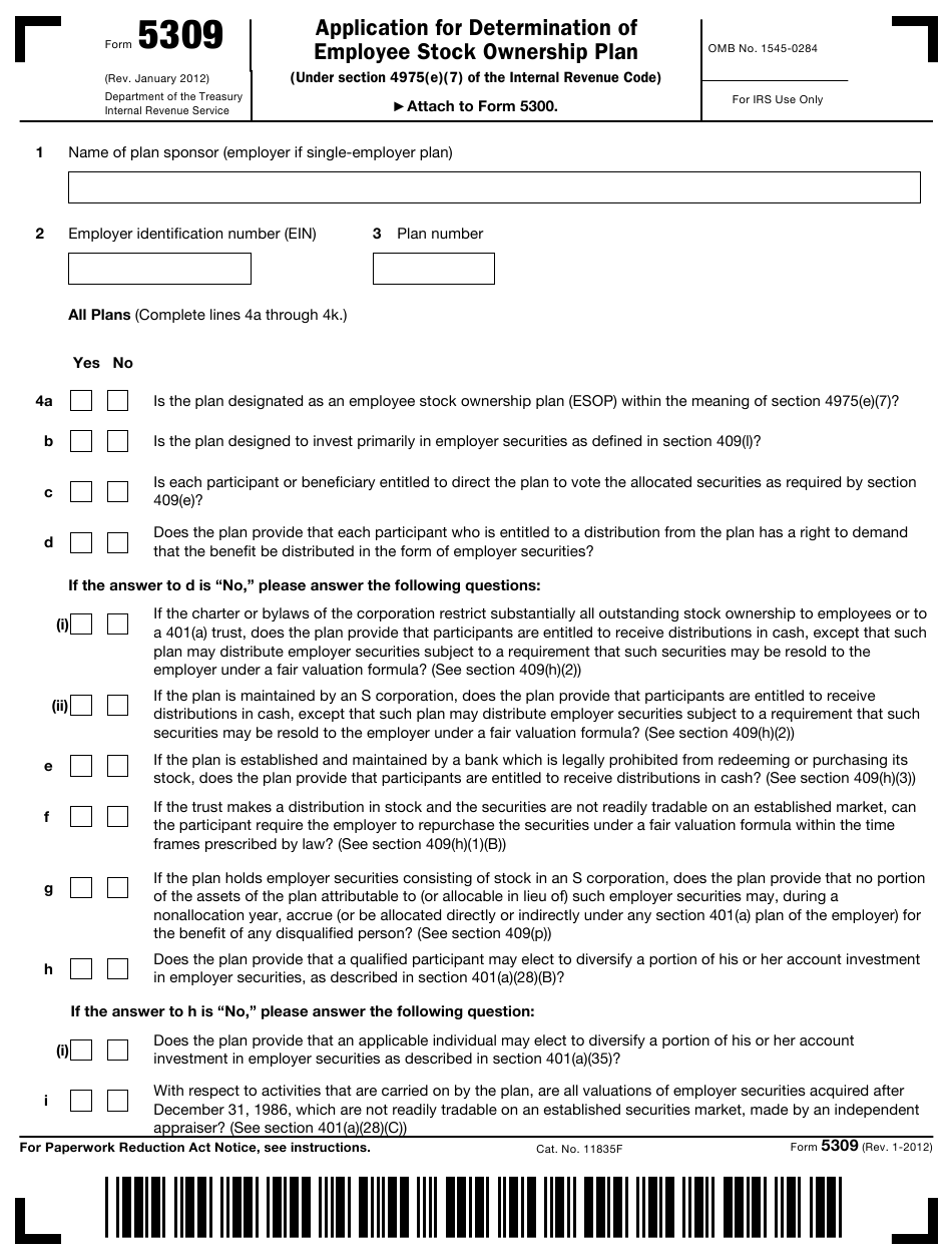 IRS Form 5309 Download Fillable PDF Or Fill Online Application For