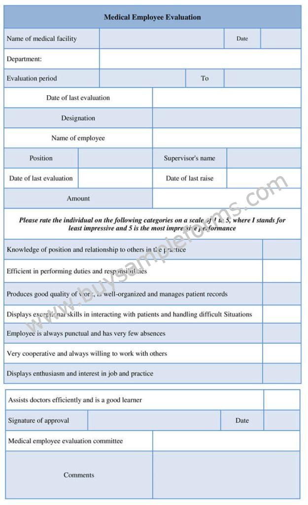 Medical Employee Evaluation Form Template Word Buy Sample Forms