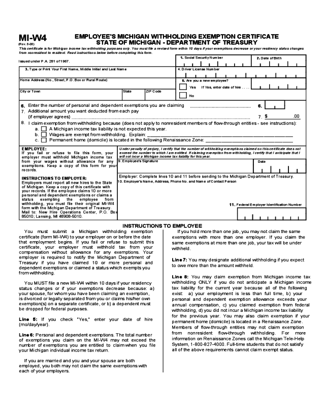 Michigan Employee Withholding Form 2022 2022 Employeeform