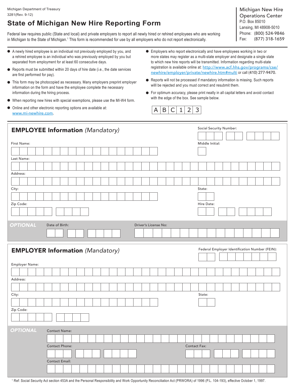 Michigan New Hire Form 2021 2022 W4 Form