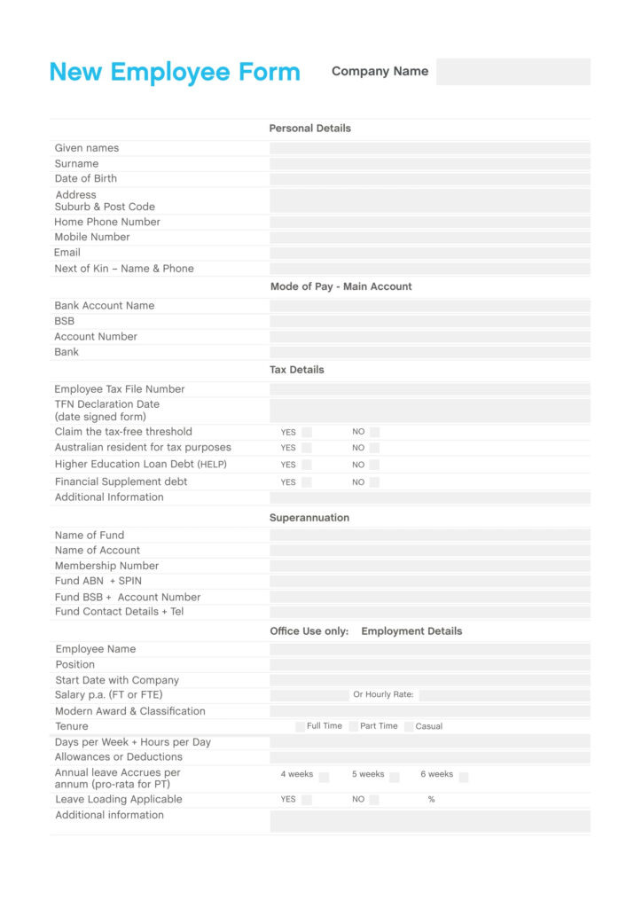 N new Employee Forms Template Template Printable