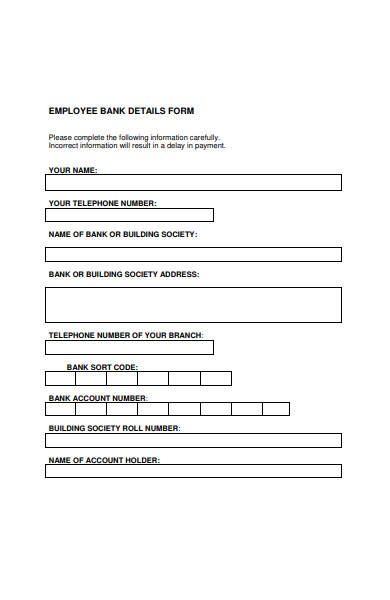 New Employee Bank Details Form 2022 Employeeform