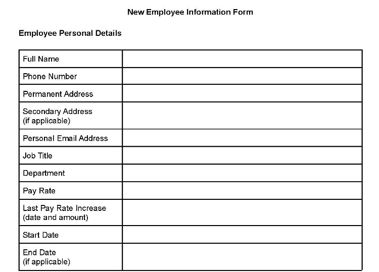 New Employee Information Form What It Is What To Include Free 