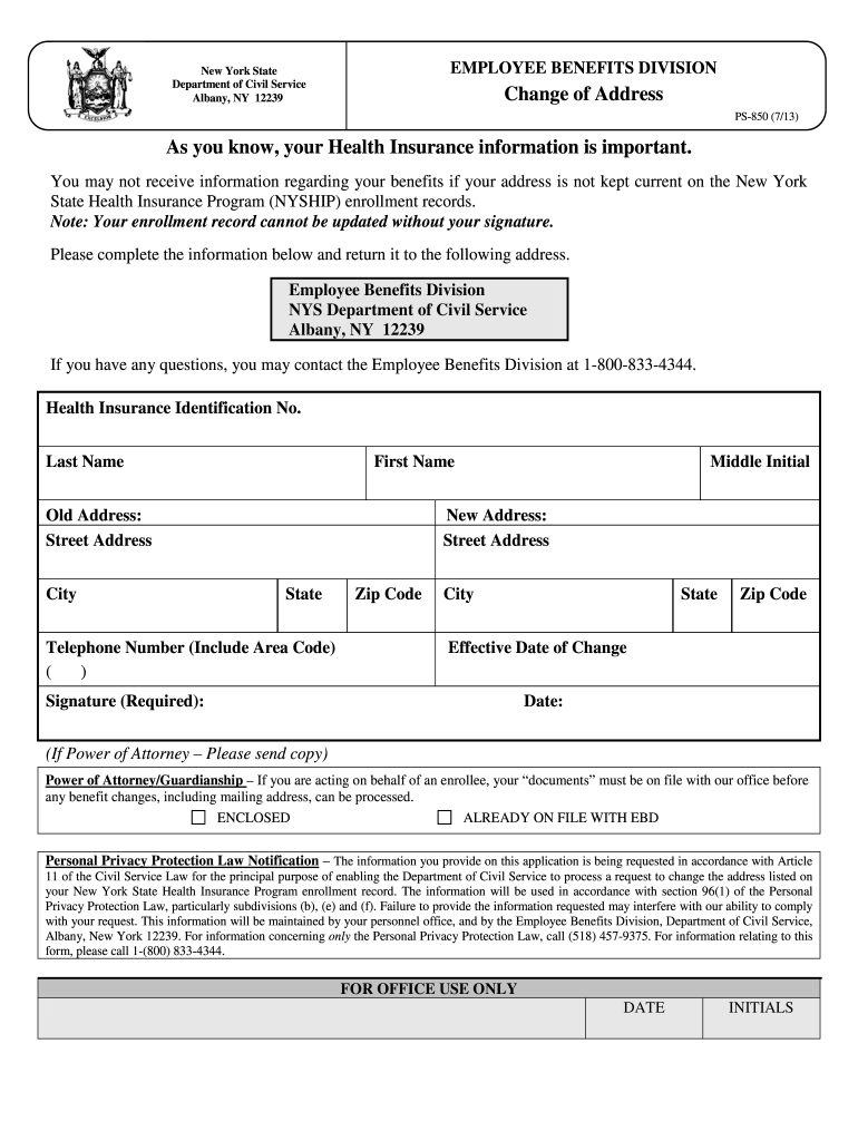 New York State Form Ps850 Fill Out And Sign Printable PDF Template 