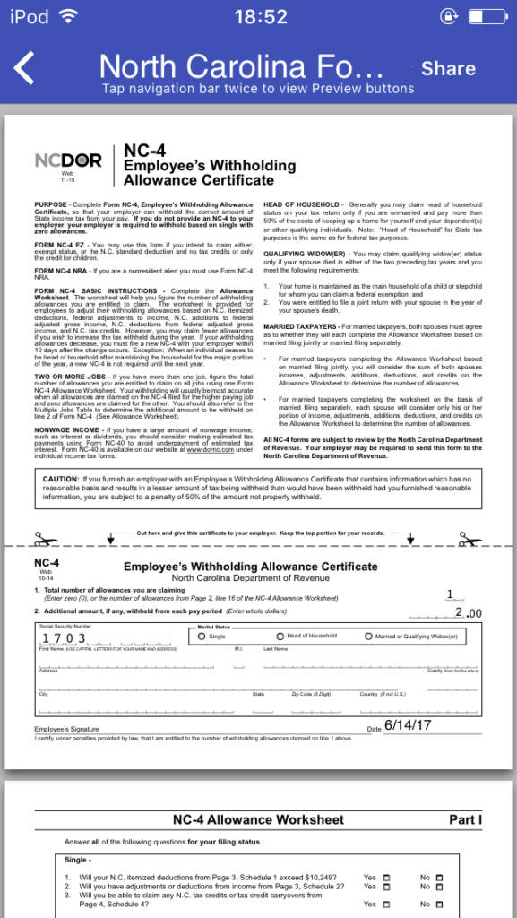 North Carolina Employee Withholding Form 2022 WithholdingForm