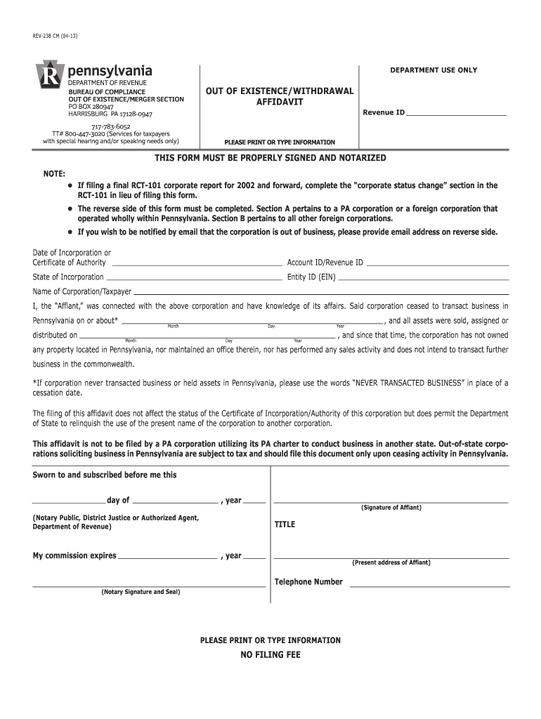 PA REV 238 2013 2021 Fill Out Tax Template Online US Legal Forms