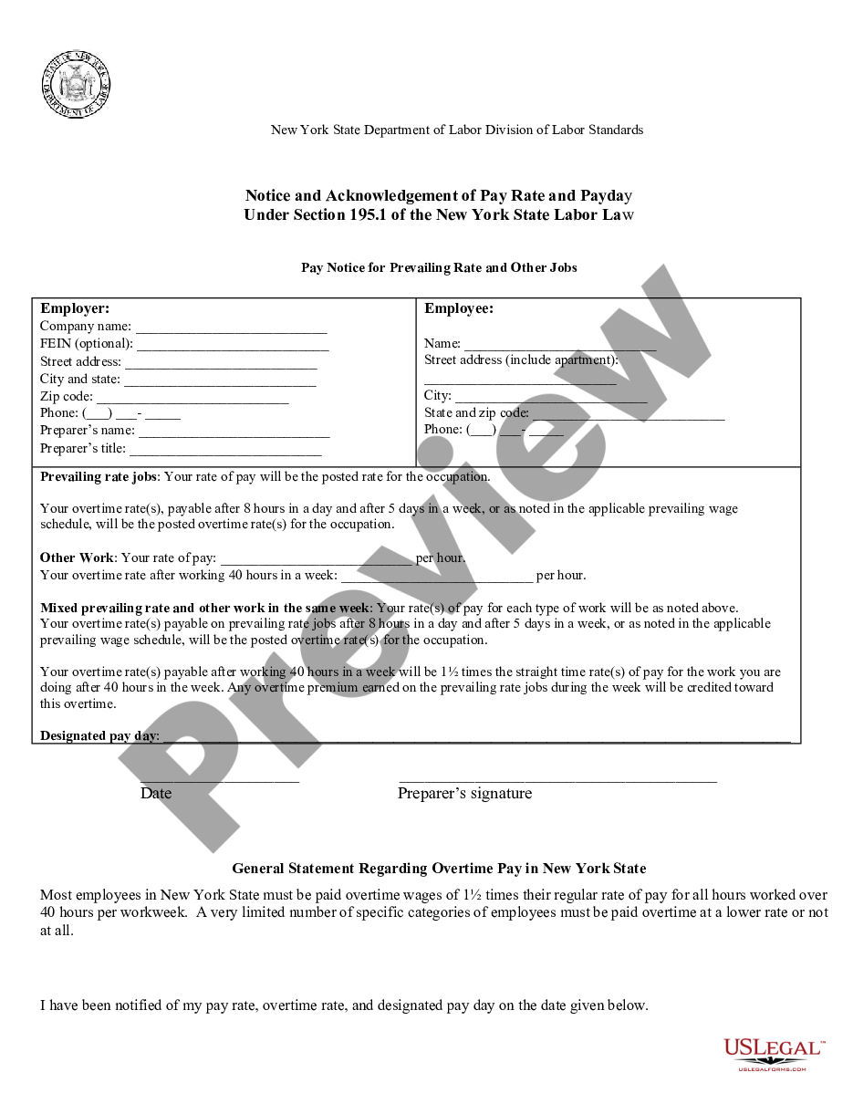 Pay Rate Acknowledgement Form