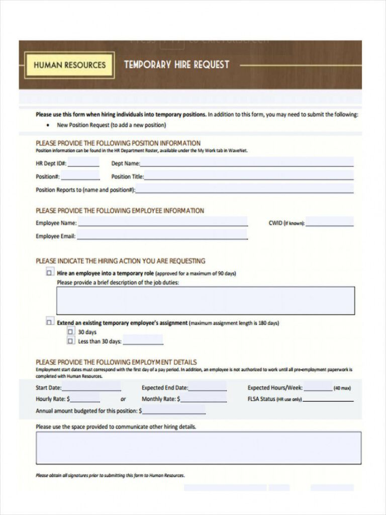 Printable Free 49 Sample Employee Request Forms In Pdf Ms Word Excel 