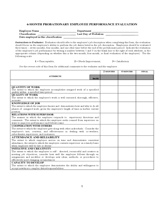 Probationary Employee Performance Evaluation Form Edit Fill Sign 