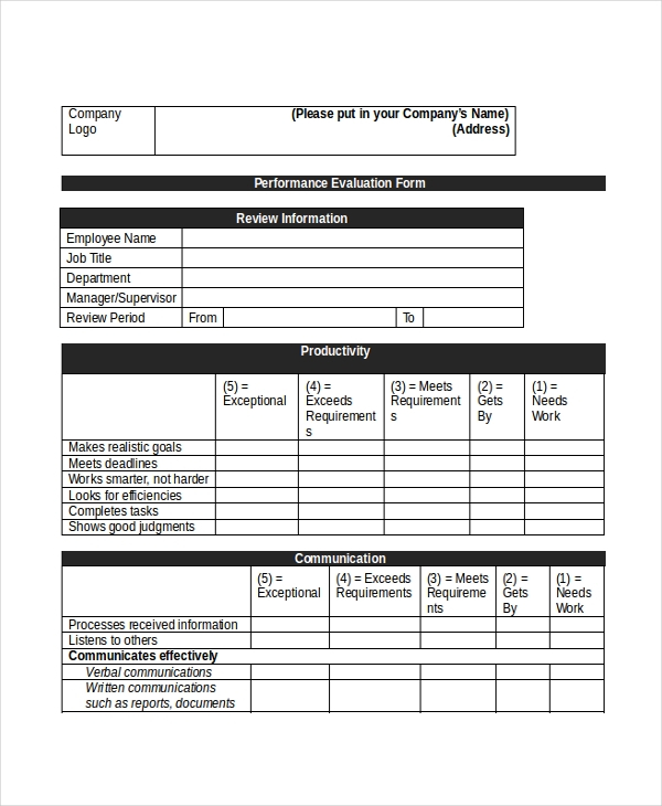 Sample Performance Appraisal Form Pdf Classles Democracy