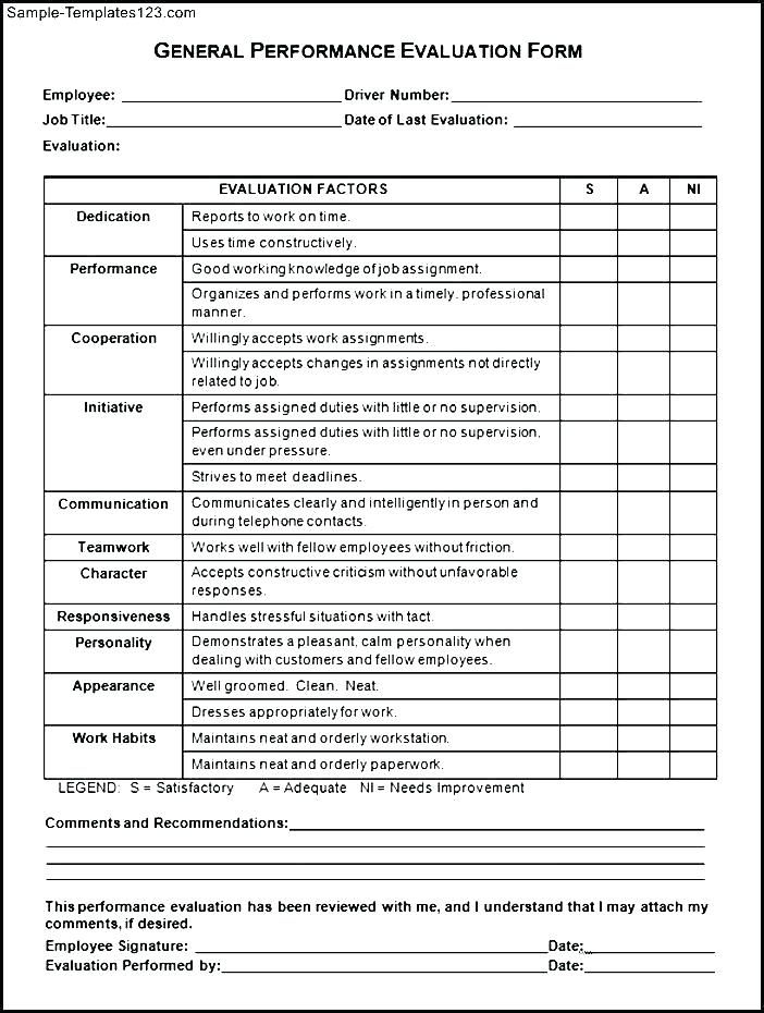 Simple Performance Appraisal Form Employees Performance Al Form Lovely 