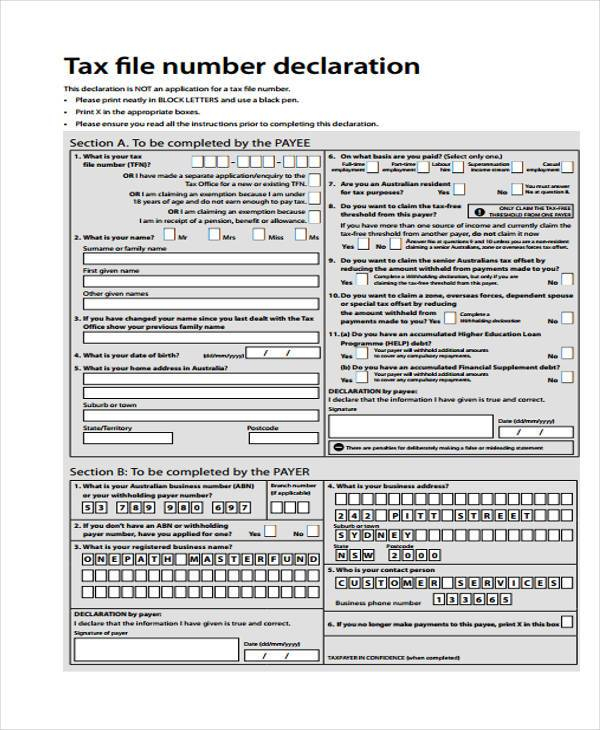 Tax File Number Form Employee 2022 Employeeform