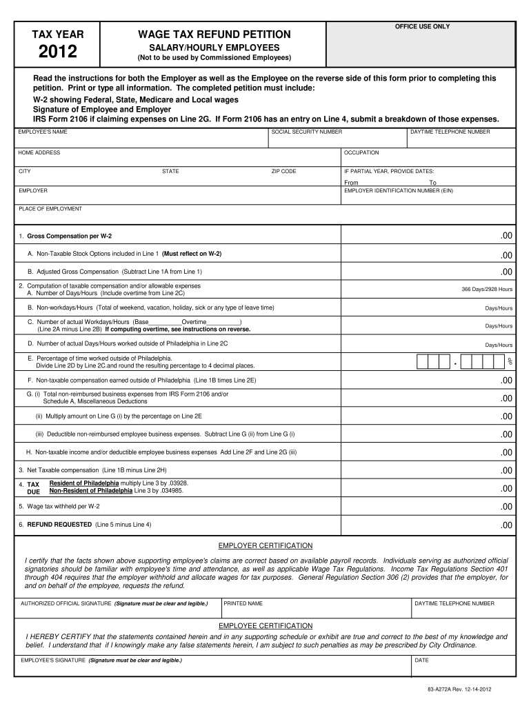 Tax Refund Philadelphia Fill Online Printable Fillable Blank 