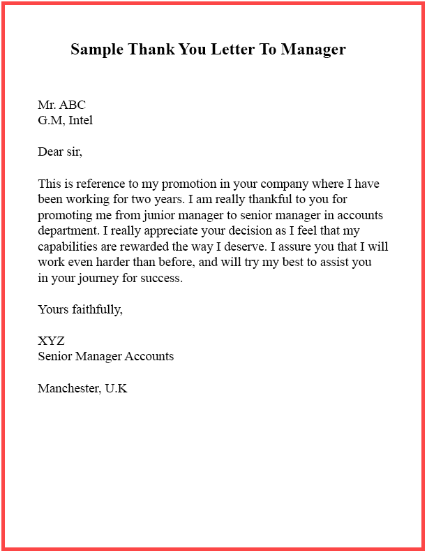 Thank You Letter To Boss Manager Sample With Examples