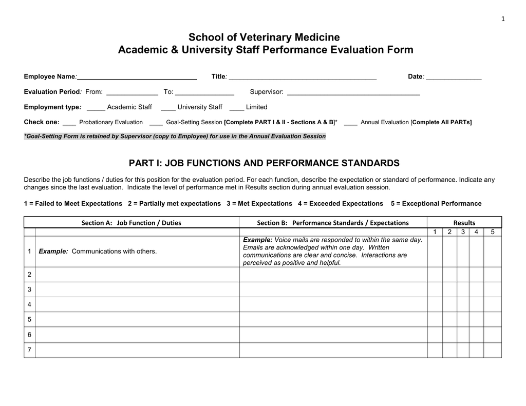 Veterinary Employee Evaluation Form FORM UDLVIRTUAL EDU PE