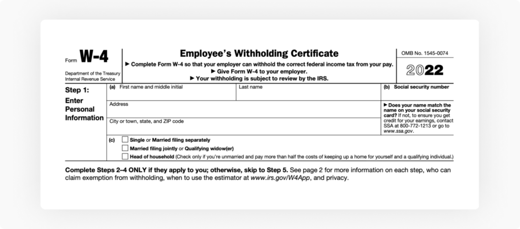 W 4 Form 2022 Employee s Withholding Certificate Instructions 