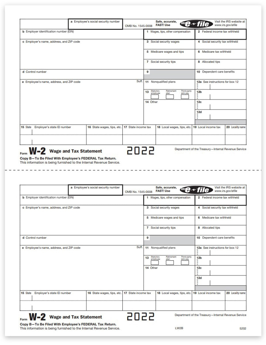 W2 Tax Forms Copy B For Employee DiscountTaxForms